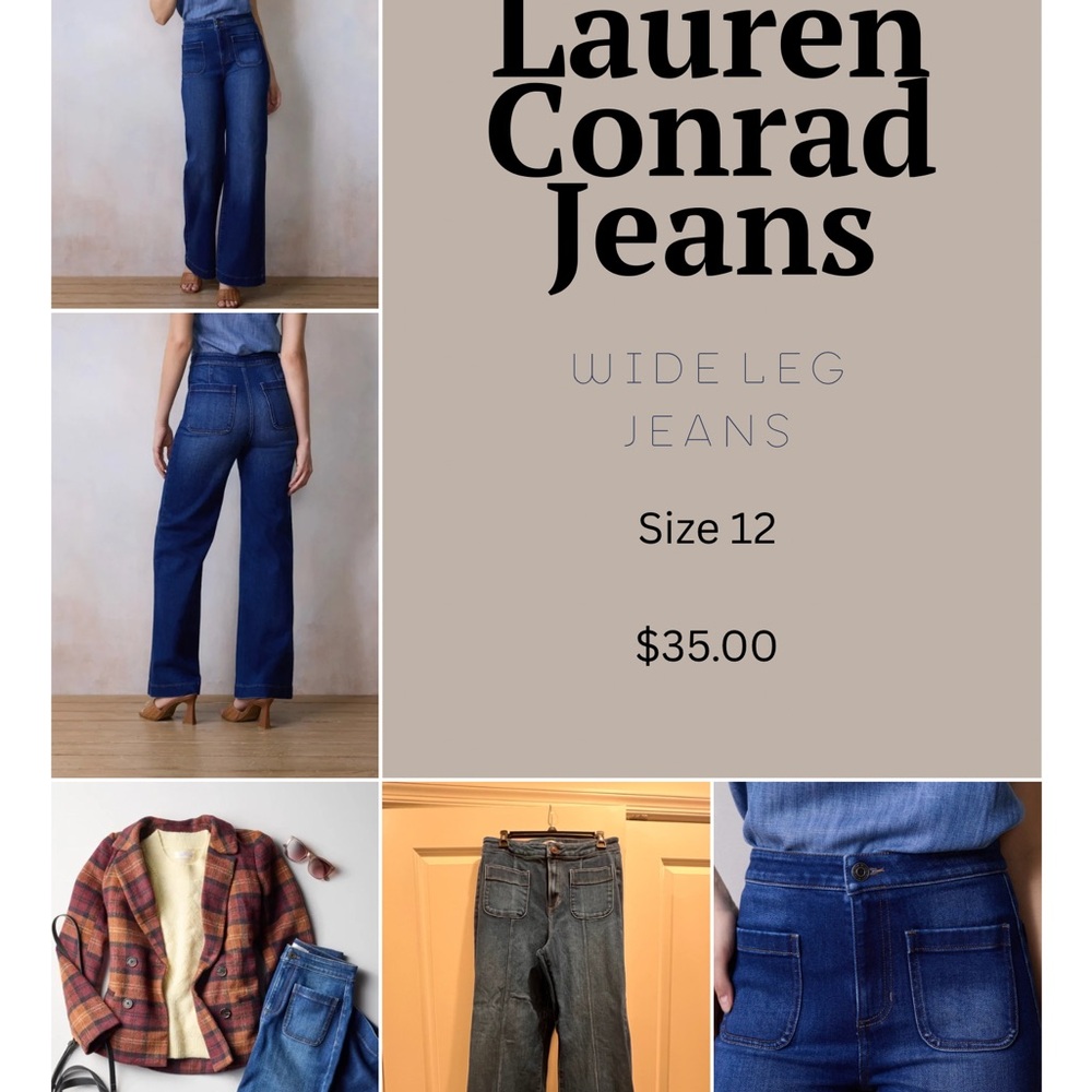 LC Lauren Conrad Women's Flare Jeans - Dark Blue